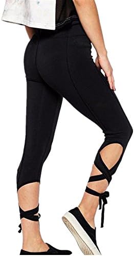 Pants, Manadian Women Sports Gym Yoga Workout Cropped Leggings Fitness Lounge Athletic Pants (black, XL)