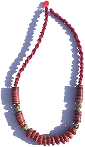 Ethnos Barcelona - Red and black millefiori crystal and afghan silver beads and * cofi.