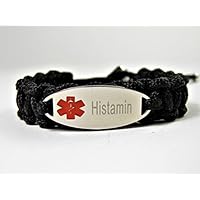 HanseCharms-Medizinisches Notfall Armband-Lasergraviert-Edelstahl Charm-Verstellbar-Paracord Typ II-Notfallarmband-Rotes Logo=Histamin-Asthma-Marcumar-Diabetes-Diabetes Typ I-Diabetes Typ II-Allergiker-Epilepsie