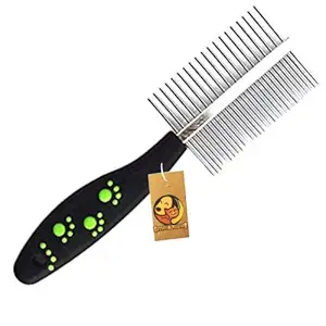 Foodie Puppies Paw Print Handle Double Side Steel Needles Dog Comb Pet Rake Comb Hairbrush Grooming for Dogs Cat Cleaning Supplies - Color May Vary
