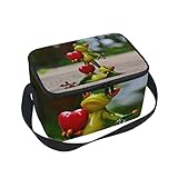 Bolso de almuerzo con forma de corazón con diseño de rana, con cremallera aislada, bolsa de...
