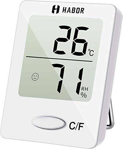 Habor Mini Thermometre Interieur, Hygrometre Interieur de Haute Précision pour Détecter l'Humidité et la Température, Indication du Niveau de Confort, Portable