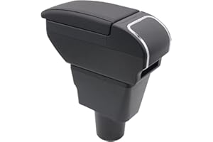 KAERGK Bracciolo auto per Hyundai i10 2021 2022 2023 Consolle centrale a doppio strato grande contenitore con porta bicchiere accessori nero