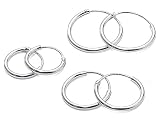 Three Pairs Sterling Silver Small Endless Hoop Earrings for Cartilage, Nose...