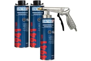 REJEL Dinitrol 4941 Dessous Wax (Noir) 3 x 1 litre canettes (avec bouchon à vis de style Schutz) et 1 x Schutz Style Pistolet à