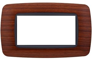 ZOREI Placca Compatibile Con Bticino Living, Placche Plastica Bombata, 1 Pezzo (4 Posti/Moduli,Radica)