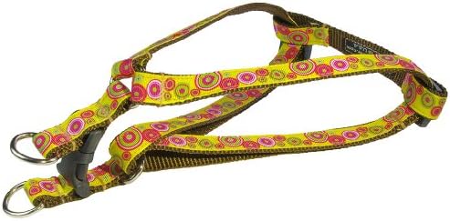 Sassy Dog Wear 18-24-Inch Yellow/Fuchsia Swiss Dot Dog Harness, Medium