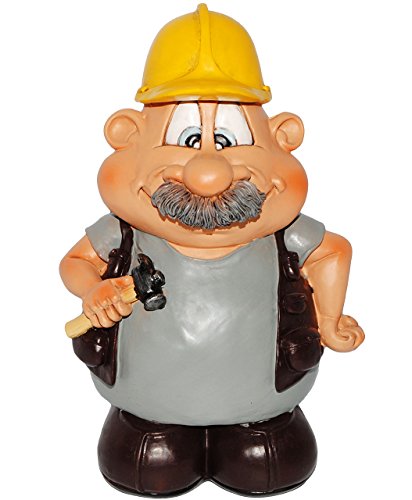 Preisvergleich Produktbild große XL Sparbüchse - " lustiger Bauarbeiter / Handwerker " - stabile Spardose aus Kunstharz - Geld Sparschwein - Baustelle / Bauen - Hausbau Renovierung - Klempner - lustig witzig / Urlaubskasse - für Kinder & Erwachsene - Baustellenfahrzeug - Nostalgie / Handwerksmann - amerikanisch / Baumarkt Gutschein - Geldgeschenk - Mann