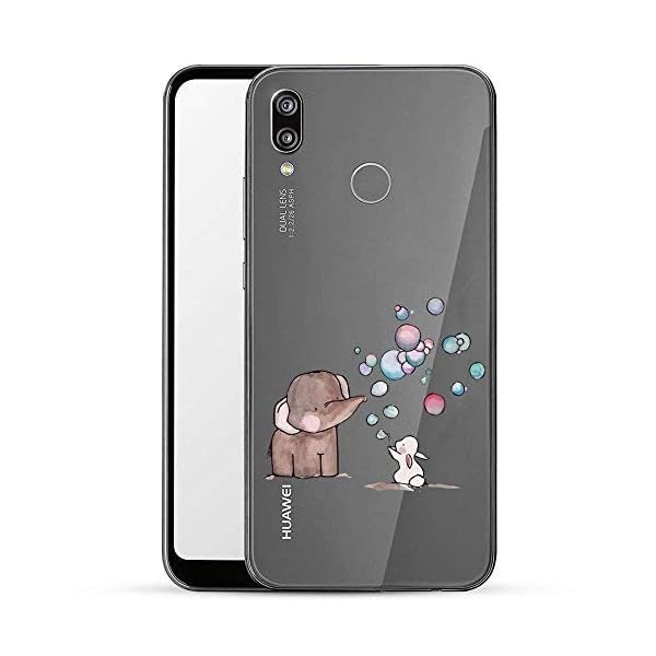 Finoo Hülle für Huawei P20 Lite - Handyhülle mit Motiv und Optimalen Schutz Tasche Case Hardcase Cover Schutzhülle - Elefant Hase Seifenblasen