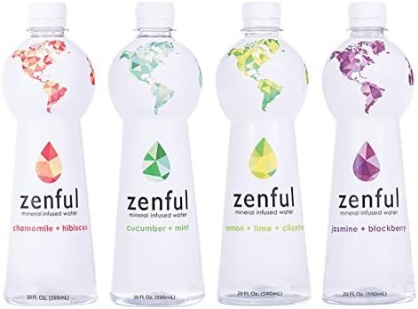 Zenful - Mineral Infused, Flavoured Mineral Water with Powerful Antioxidants! Electrolytes & 70+ Trace Minerals That Absorb & Hydrate Faster & Better Than Plain Water! (4, 20oz Bottles)