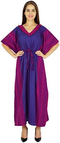Amoghah Maxi Night Wear Coverup Kaftan Women Long Cotton Gown Magenta Caftan