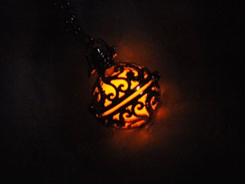 Sterling Silver Art Nouveau Glow in the Dark Luminous Locket Pendant Necklace - Glowing Stone Orb Sphere - Materia