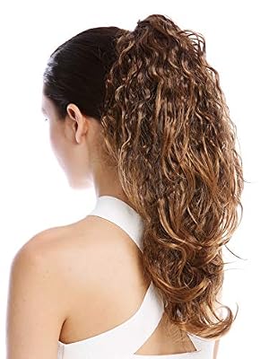 WIG ME UP ® - 237-V-6T27 Postiche couette queue de cheval boucles sauvages embroussaillées afro rasta brun blond mèches longueur 50 cm