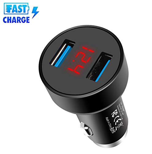 Preisvergleich Produktbild ZDGM QC3,0 Auto Ladegerät 30W 2-Port USB Kfz Ladegerät, Kfz-Adapter mit Fast-Charge für iPhone XS / XS Max / XR / X / 8 / 7, iPad Pro / Mini, Galaxy / Note S10 / S10+ / S9, LG, HTC, Mate P20,Black