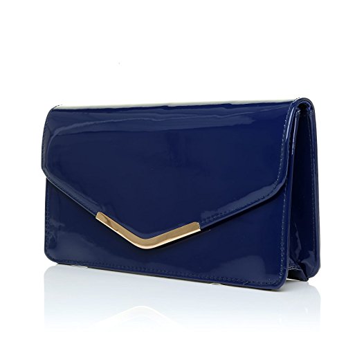 LUCKY Navy Blue Patent Medium Size Clutch Bag