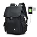 Produktbild Hjuns Damen-Reise-Rucksack, für Arbeit / Schule / Wandern / Business, mit USB-Port-Ladekabel, passend für Laptops (15 / 16 / 17 Zoll), Schwarz