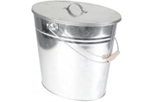 Kamino-Flam Zink-Ascheeimer mit Deckel - Kohleneimer groß, 24 l - Kohleeimer verzinkt - Zinkeimer / Asche-Mülleimer als Kamin-Zubehör, für den Grill & für Kohlen