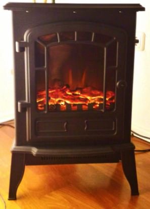 Eurosell Retro Kaminofen elektrischer Kamin mit Heizlüfter 2000W