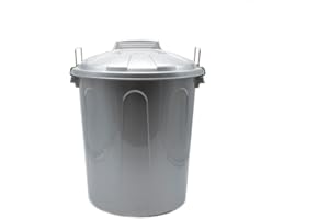 CABLEPELADO Cubo de Basura con tapa, Cubo basura Industrial, Cubo basura Plástico con asas metálicas, Contenedor residuos, 40 cm alto x 33 cm Diámetro superior, Capacidad 21 Litros, Gris