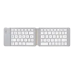 Decdeal Folding Pocket-Size BT Keyboard Scissor Switch Keyboard Compatible with iOS/Android/Windows Laptops Tablets Cellphones White