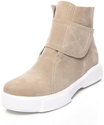 ZQ@QXAutumn and Winter round head with a flat base, minimalist and versatile students short barrel boots female boots, beige 41