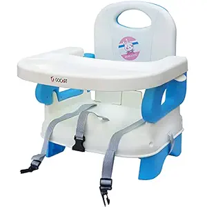 GOCART WITH G LOGO Baby Feeding High Chair with Removal Tray Plastic Booster Seat (Blue)