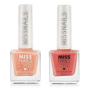 Miss Nails 15 Toxic Free Nail Color Textured Finish Pastel Collection Nail Polish Combo Pack of 2 (8 ml) (Barely Nude & Sweet Tooth)