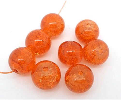 50 x Orange Crackle Glass Beads - 10mm - L04178