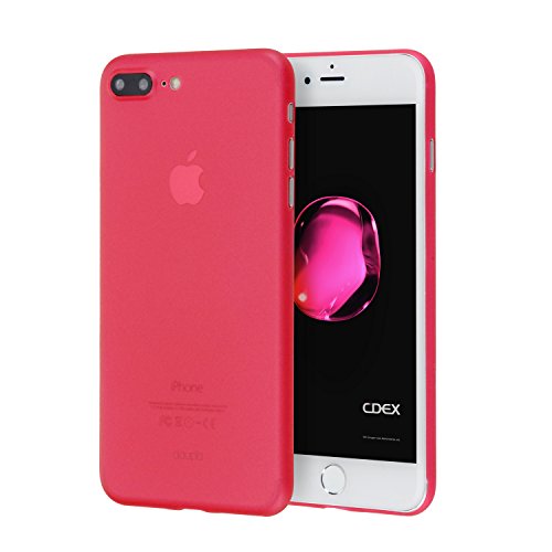 doupi UltraSlim Cover for iPhone 8 Plus / 7 Plus (5.5 inch), Fine Mat Feather Light Bumper Protector Sleeve Skin Case, Red