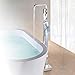 Produktbild DONGCY Badewanne Wasserhahn Freistehende Auslauf Duschhahn Set Badewannenarmatur Standarmatur Armaturen Bodenmontage Badezimmerarmatur mit Handbrause Drehbar, Höhenverstellbar