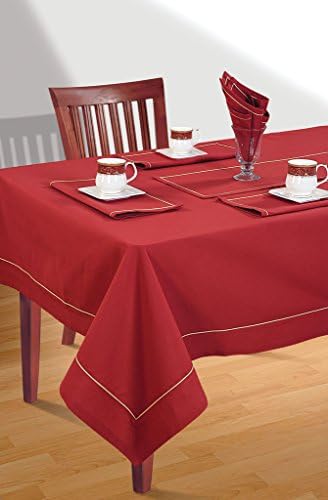 Yuga 100% Cotton Tablecloth For 6 Chair Small Rectangular Table Plain Table Cover Table Linen 54 X 78