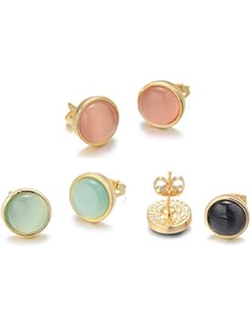 Onnea Gold Tone Opal Runde Ohrstecker Set