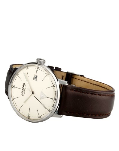 Junkers Men's Automatic Watch with Beige Dial Analogue Display and Brown Leather Strap 60505