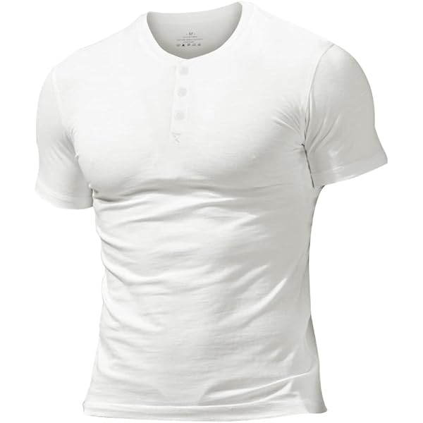T-shirt Manches Longues Henley Pour Homme – Coupe Décontractée Avec Boutons Et Poches, Style Militaire