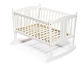 KOKO- Kufenwiege | "KARLA" | BUCHE | weiss | inkl. Matratze und Himmelstange