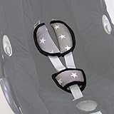 Babys-Dreams UNIVERSAL 3tlg. SET Gurtpolster + Schrittpolster für Maxi-Cosi, Römer – GRAU MIT WEISSEN STERNEN – Babyschalen Gruppe0 NEU STERNE - 2