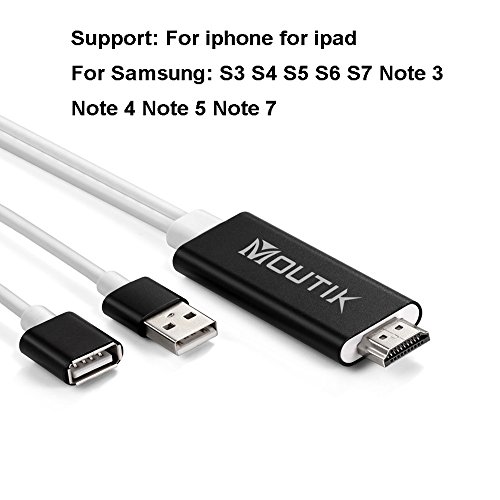 Moutik® Blitz zu HDMI Kabel Adapter USBPTV HDMI 1080P HDTV Projektor Anzeige für iPhone 7 7Plus 6S 6 Plus,für iPad,für Samsung S8 S7 Note 7 Note 6 Schwarz - 3