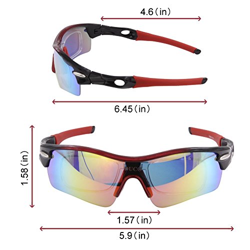Duco polarisierte – Sport-Sonnenbrille mit 5 auswechselbaren Gläsern UV400 Schutz – Sportbrille fürs Radfahren -Laufbrille Joggbrille 0026 - 7