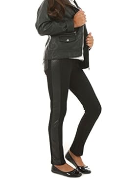 Mädchen Warm Thermo Leggings Leggins mit Kunstleder Winter 116-158