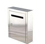 Tamaño: 25 x 8 x 30 cm. Popowbe Caja de Sugerencias de Acero Inoxidable Buzón Buzón Caja de Envío