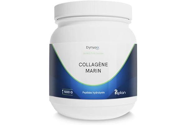 Collagène Marin hydrolysé - Peau souple & hydratée - Type 1 peptides bioactifs 2000 DA - Haute Biodisponibilité - Collagène en Poudre Qualité Peptan®- Issu de pêche durable - 500G (48 jours) - Dynveo