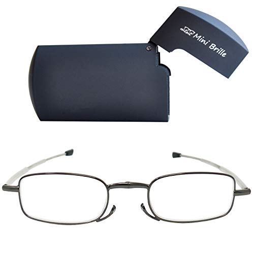 Gafas de Lectura Plegables de Metal Compactas con Patillas Telescópicas (Grafito) | Estuche Flip Top GRATIS | Ayuda de Lectura Para Mujeres y Hombres | Dioptrías +1.5