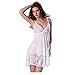 Produktbild MERICAL Damen unterwäsche Spitze Babydoll Kleid + G-String Set(XXL,Weiß)