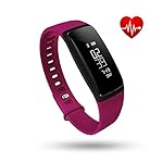 Fitness Tracker, Tonbux Upgraded Smart Watch Wristband Heart Rate Monitor, Blood Press Monitor, OLED Pedometer Bluetooth 4.0 for Outdoor Running Walking For iOS Android Smart Phone (V7 Purple)