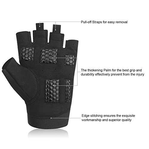 Ultraleicht Trainingshandschuhe für Damen Frauen(Schwarz Rosa und Lila), Trideer Fitness Handschuhe mit Adjustable Handgelenkstütze für Fitnessstudio Krafttraining Gewichtheben und Bodybuilding, Fingerlos Microfiber Material und Safe Geleinlage Silica Palm Exercise Gloves - 4