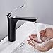 Produktbild BONADE Einhebel Waschtischarmaturen Schwarz, Wasserhahn Bad mit chrom Griff Mischbatterie, mittelhoch Armaturen Einhandmischer, Badarmatur Mischer für Badezimmer Waschbecken Waschtisch