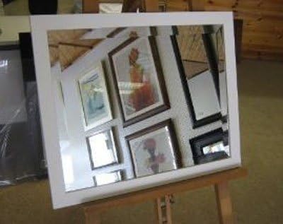 NEW MODERN FLAT PLAIN WHITE BEVEL GLASS WALL AND OVERMANTLE MIRRORS - VARIOUS SIZES AVAILABLE (18" X 14")