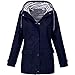 Produktbild LUGOW Jacke Damen Jacken Regenjacke Outdoor Wasserdichter Regenmantel mit Kapuze Winddicht Reißverschluss Outwear Oberbekleidung Jacket Günstig Mäntel S~5XL(Medium,Dunkelblau)