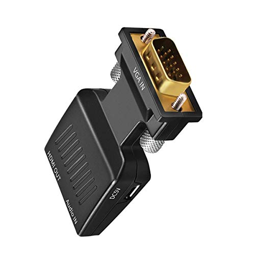 YCTC - Adaptador VGA a HDMI (1080p, Full HD, Chapado en Oro, Salida de vídeo y Audio)