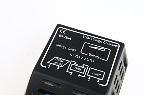 Anself 20A 12V/24V Solar Panel Batterie Regulator Solar-Laderegler Sicherer Schwarz (20A) - 2